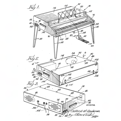 US Patent No. 2,974,555 – Wurlitzer Co – Electronic Piano - Patents Rock - Russell IP