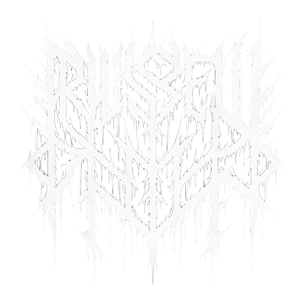 Russell IP heavy-metal style logo graphic in intricate white lettering.