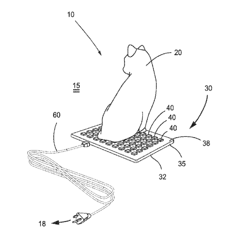 Patent drawing of cat sitting on keyboard