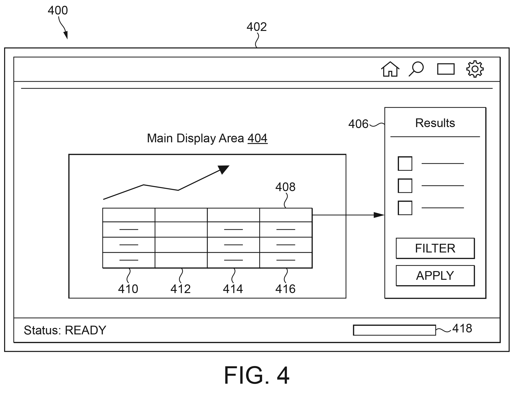 Example simplified user interface (UI) view for a software patent application. Shown in simplified form rather than as a real screenshot to avoid disclosing sensitive information. Illustrative only.